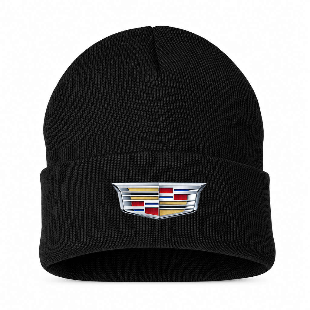 Men's Cadillac Beanie Hat — Black — clean front main