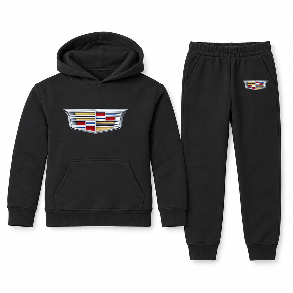 Cadillac youth hoodie jogger set, Black, Youth Large ages 10–12