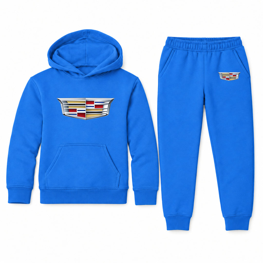 Cadillac youth hoodie jogger set, Blue, Youth Large ages 10–12