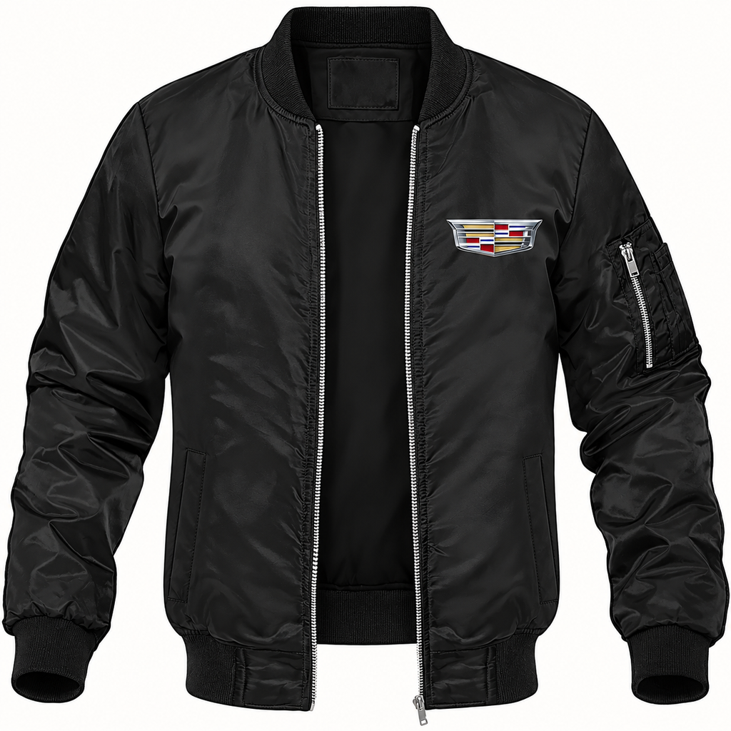 Men’s Cadillac Car Lightweight Bomber Jacket | Color: Black | Image 2