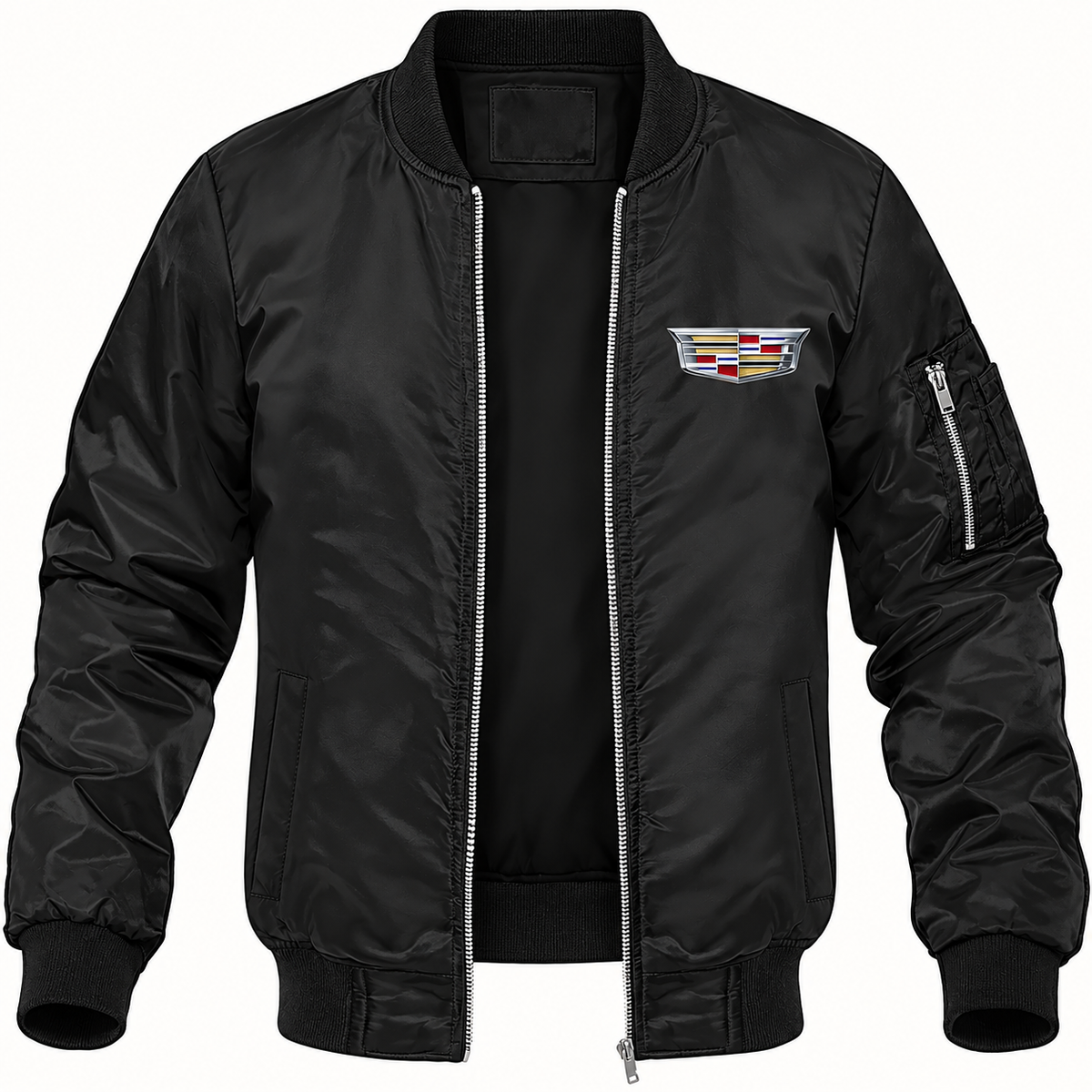 Men’s Cadillac Car Lightweight Bomber Jacket | Color: Black | Image 2