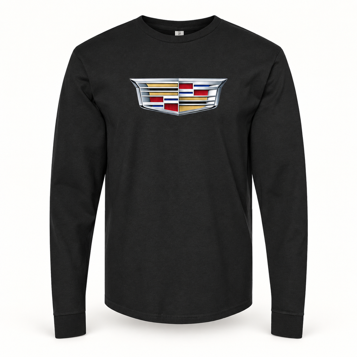 Men’s Cadillac Car Cotton Long Sleeve T-Shirt | Color: Black | Image 2