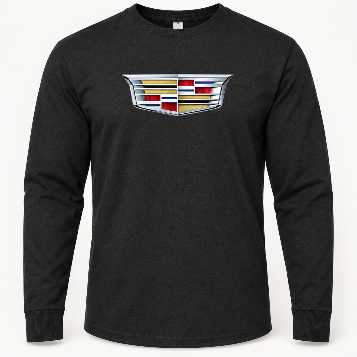 Men’s Cadillac Car Cotton Long Sleeve T-Shirt | Color: Black | Image 4