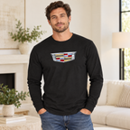 Men’s Cadillac Car Cotton Long Sleeve T-Shirt | Color: Black | Image 5