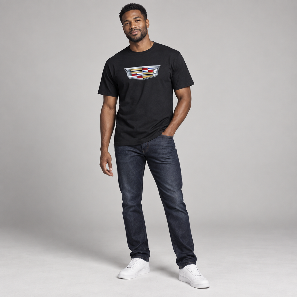 Cadillac Cotton T-Shirt | Color: Black | Image 1 | Studio Model