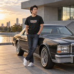 Cadillac Cotton T-Shirt | Color: Black | Image 4 | Wide Lifestyle Scene