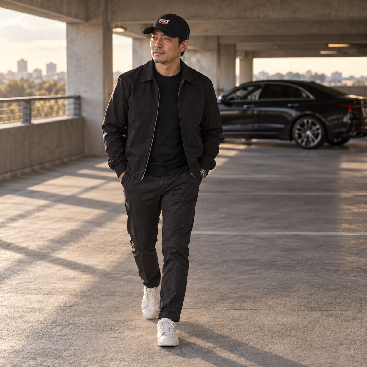 Cadillac Dad Baseball Cap | Color: Black | Image 4 | Parking Garage Wide
