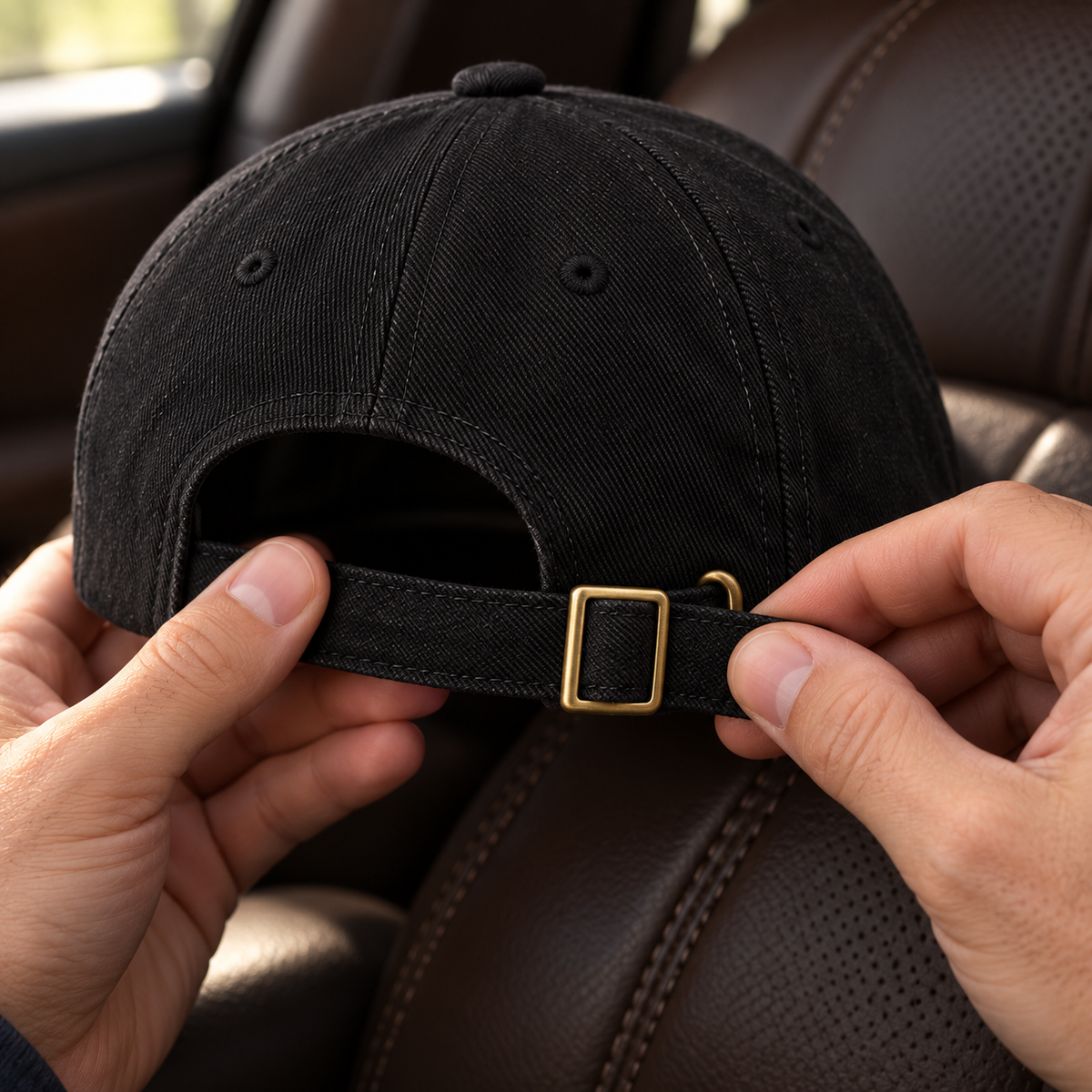 Cadillac Dad Baseball Cap | Color: Black | Image 5 | Buckle Detail