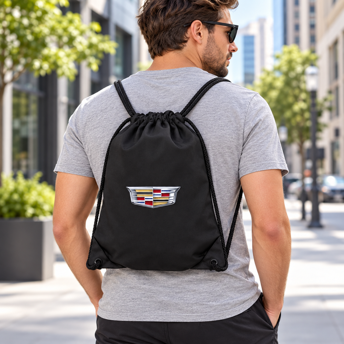 Cadillac Car Drawstring Bag | Color: Black | Image 2