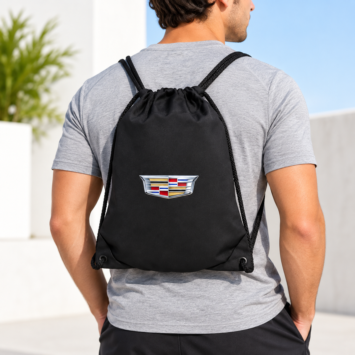 Cadillac Car Drawstring Bag | Color: Black | Image 5