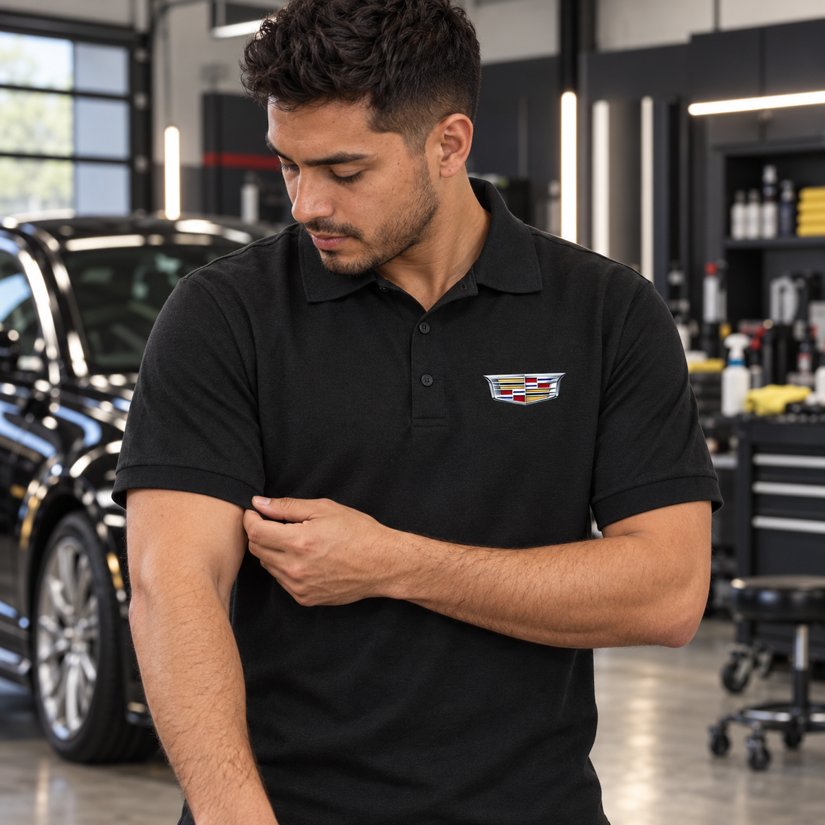 Cadillac Dry Blend Polo | Color: Black | Image 2 | Garment Detail