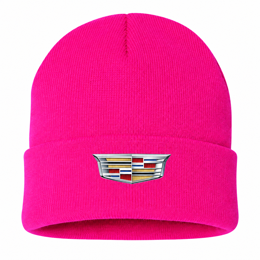 Men's Cadillac Beanie Hat — Hot Pink — clean front main