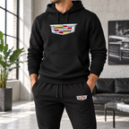 Men’s Cadillac Car Hoodie Joggers Set | Color: Black | Image 2