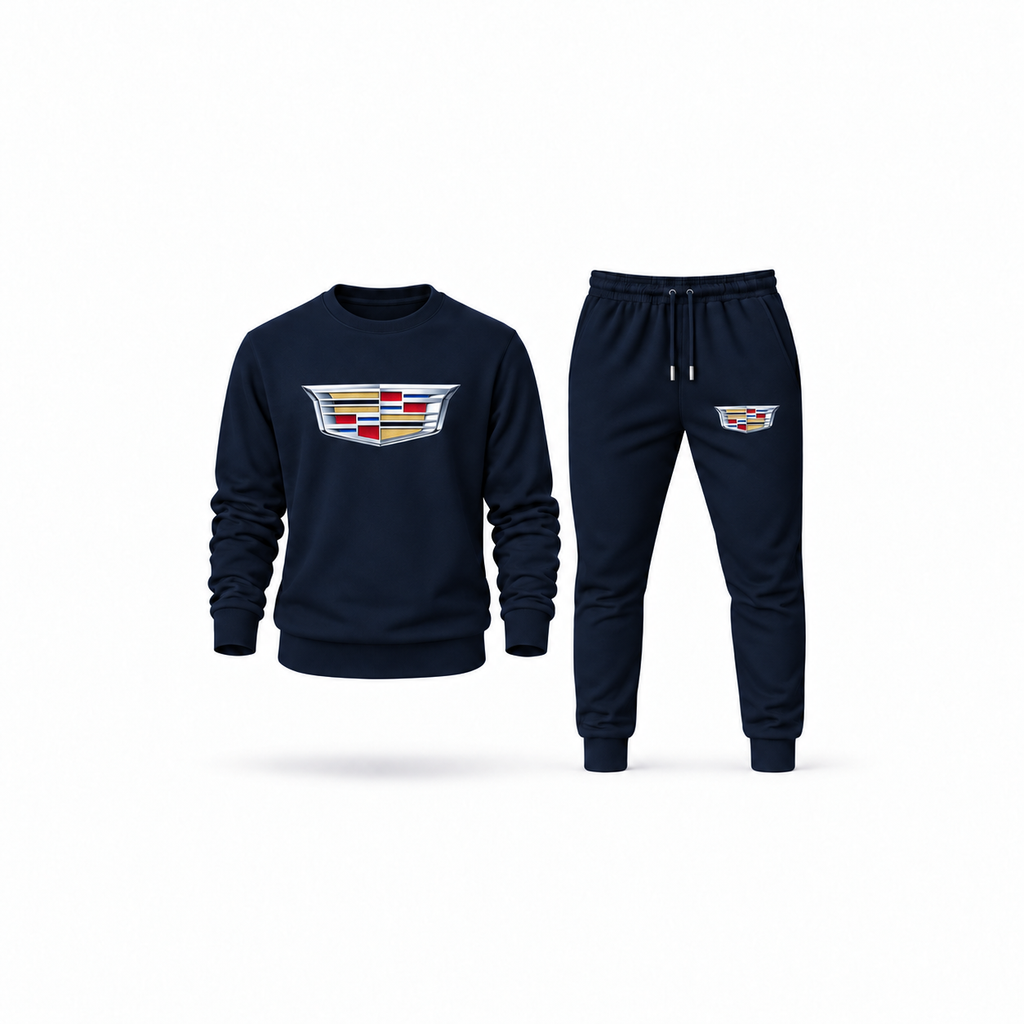 Men's Cadillac Sweatshirt Joggers Set | Color: Navy | Main