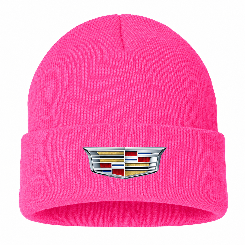 Men's Cadillac Beanie Hat — Pink — clean front main