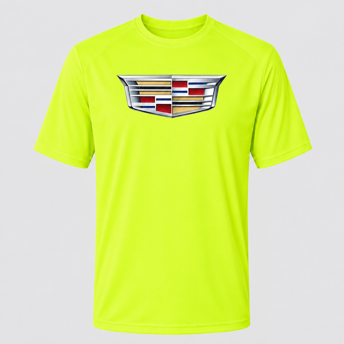 Cadillac polyester T-shirt — Safety Green — original logo