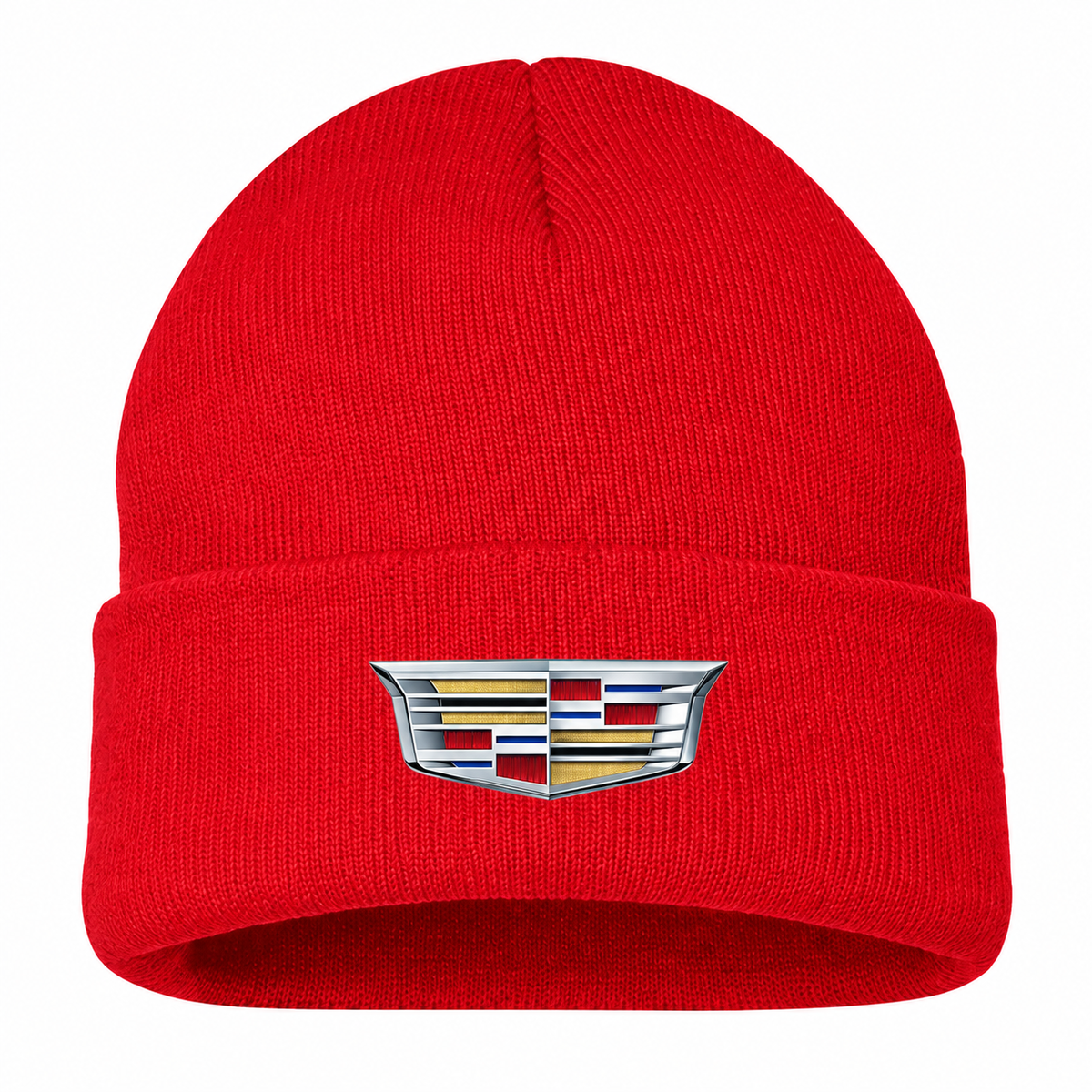 Men's Cadillac Beanie Hat — Red — clean front main