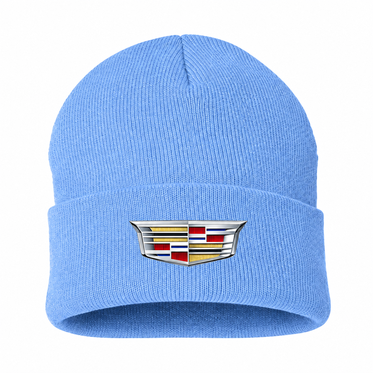 Men's Cadillac Beanie Hat — Sky Blue — clean front main