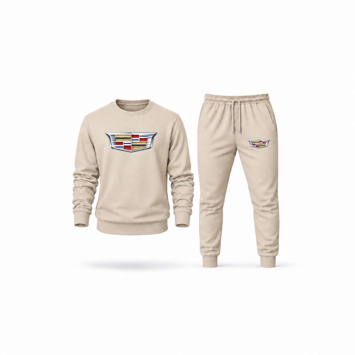 Men's Cadillac Sweatshirt Joggers Set | Color: Tan | Main