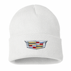 Men's Cadillac Beanie Hat — White — clean front main