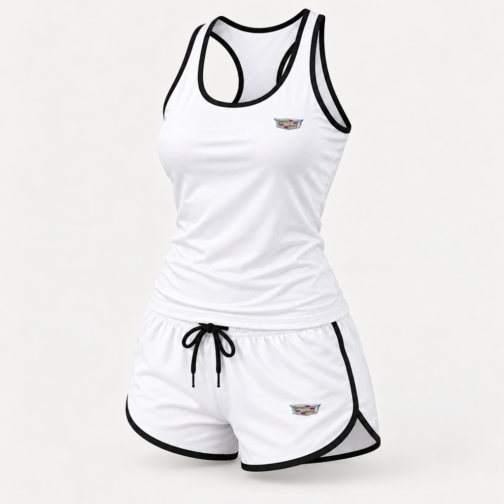 Cadillac women's tanktop and shorts set Angle | Color: White |
