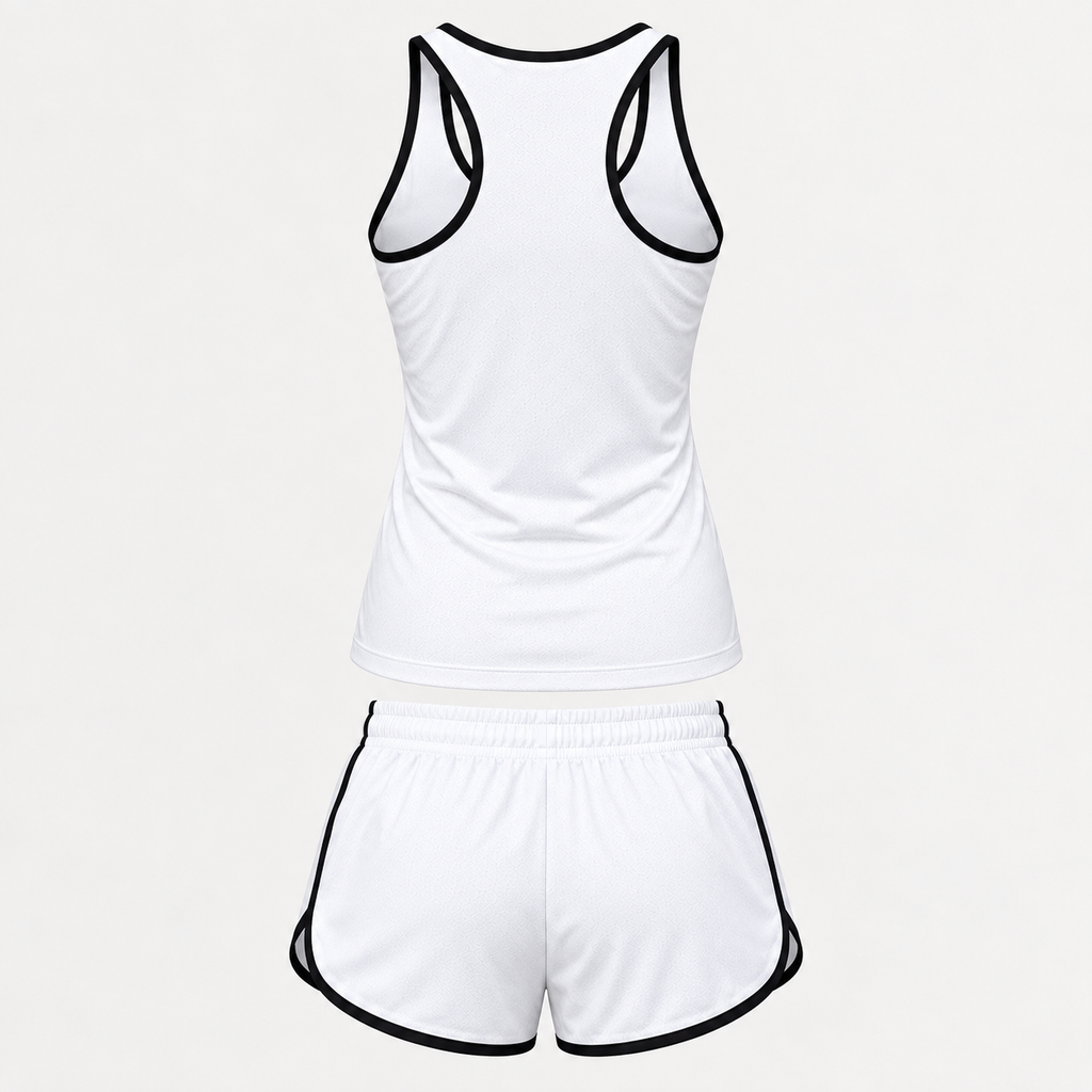 Cadillac women's tanktop and shorts set Back | Color: White |