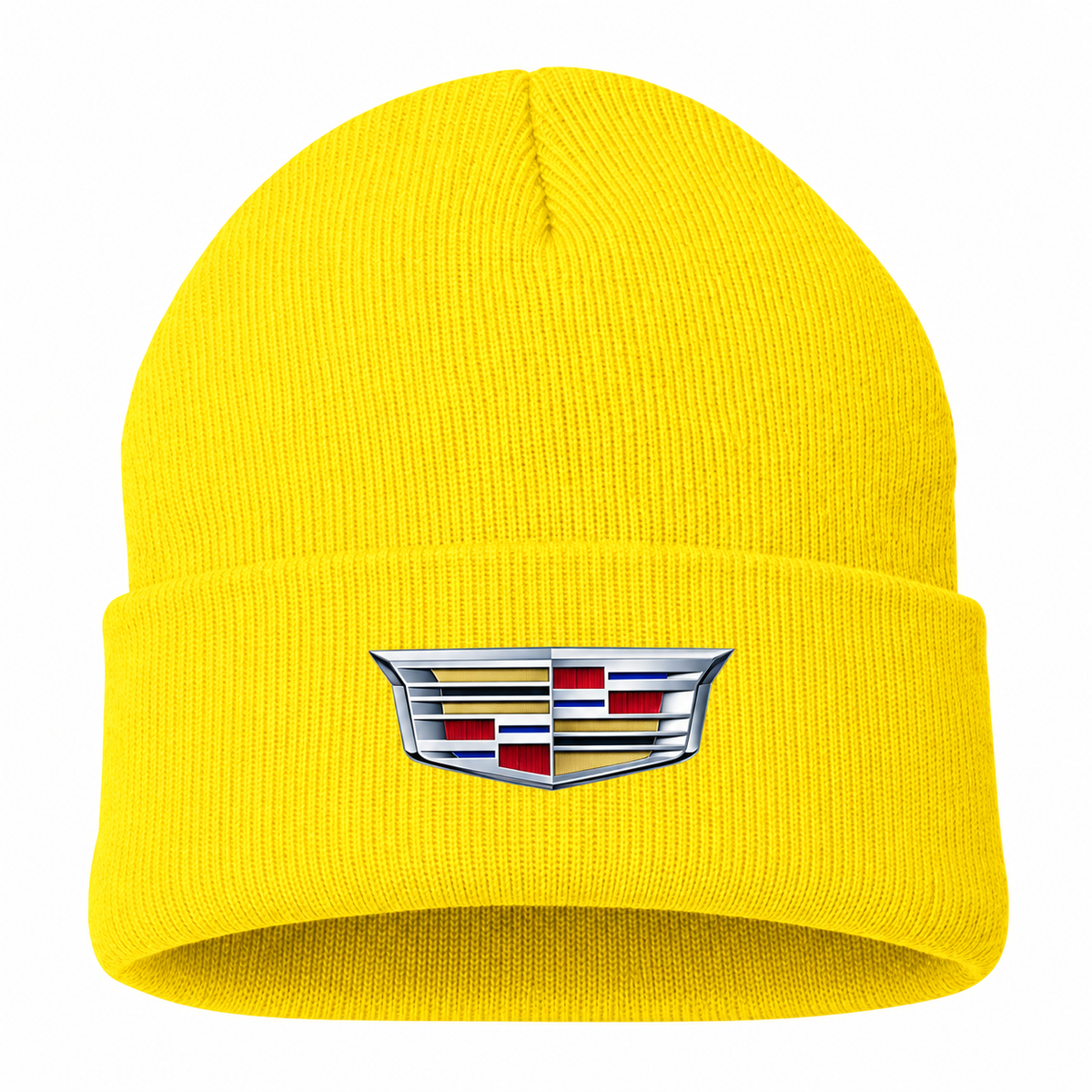 Men's Cadillac Beanie Hat — Yellow — clean front main