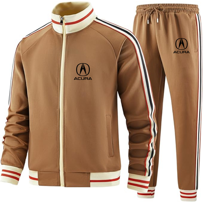 Men's Acura Car - Premium Two-Piece Designer Tracksuit with Bold Striped Accents and Zippered Front - Elevated Athletic Wear