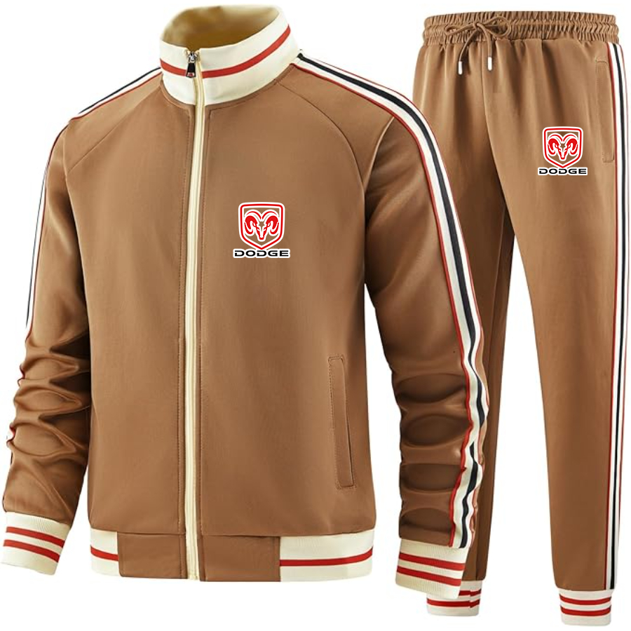 Men's Dodge Car - Premium Two-Piece Designer Tracksuit with Bold Striped Accents and Zippered Front - Elevated Athletic Wear