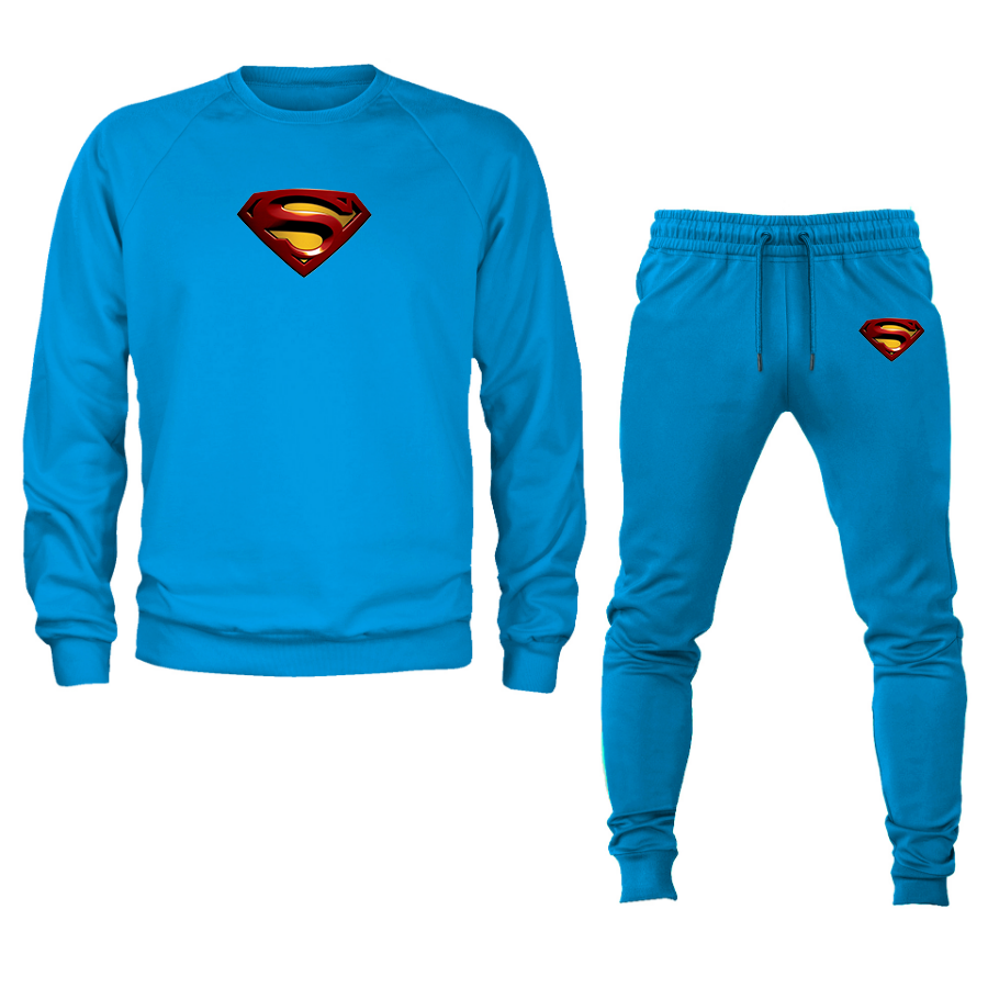 Men's Superman Superhero Crewneck Sweatshirt Joggers Suit