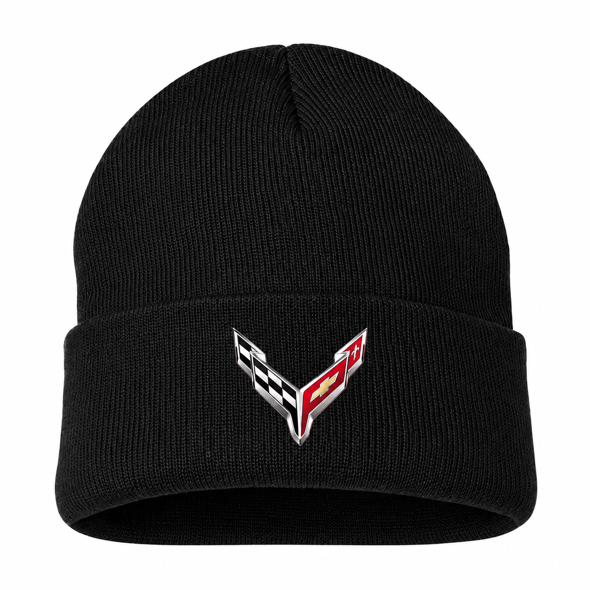 Men's Chevrolet Corvette Beanie Hat — Black — clean front main