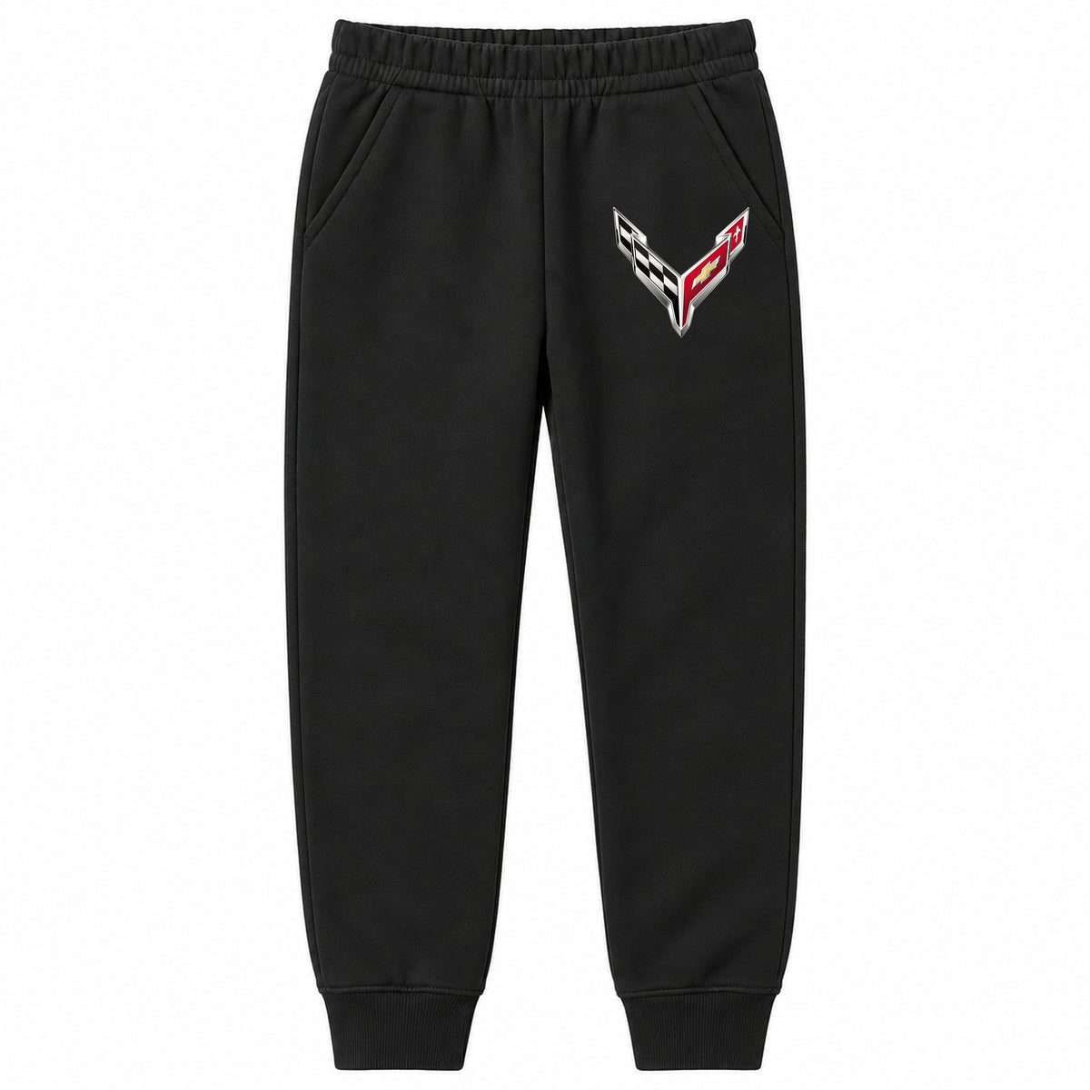 Chevrolet Corvette youth jogger sweatpants in Black, Youth Large ages 10–12