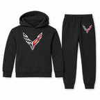 Chevrolet Corvette youth hoodie jogger set, Black, Youth Large ages 10–12