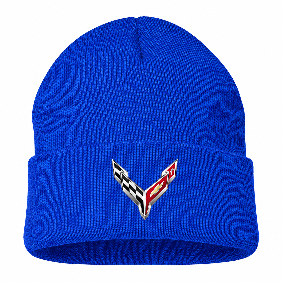 Men's Chevrolet Corvette Beanie Hat — Blue — clean front main