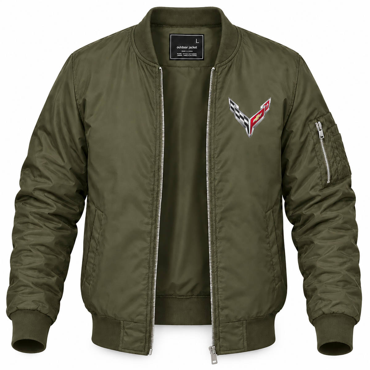 Chevrolet Corvette Army Green bomber front left chest heat transfer