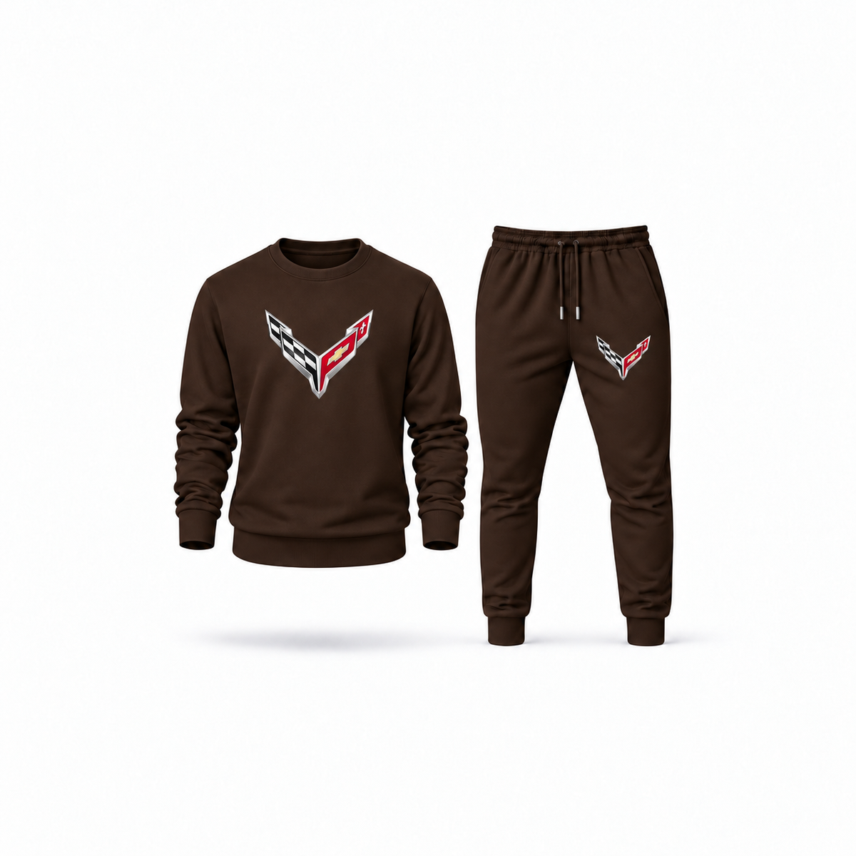 Men's Chevrolet Corvette Sweatshirt Joggers Set | Color: Brown | Main
