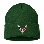 Men's Chevrolet Corvette Beanie Hat — Forest Green — clean front main