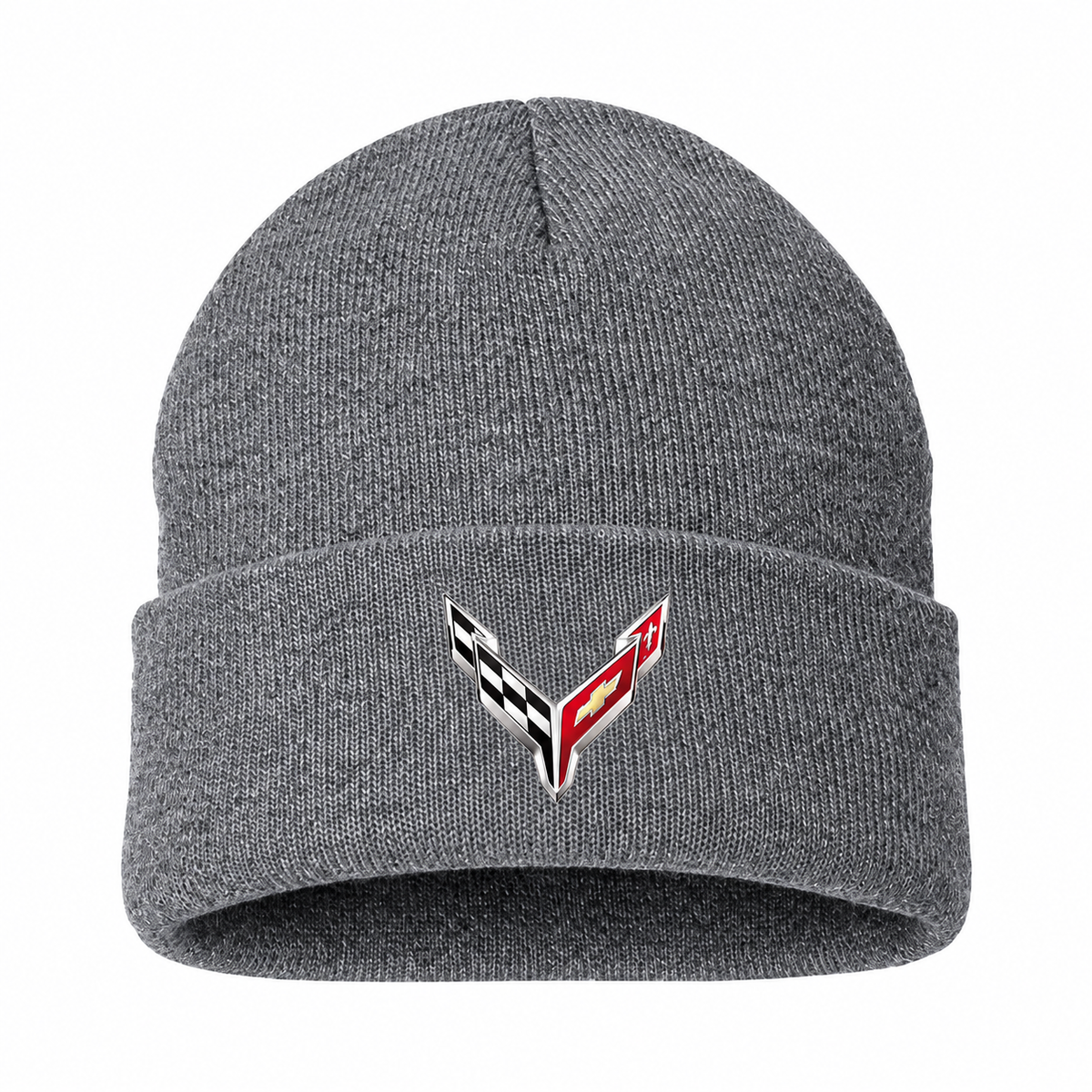 Men's Chevrolet Corvette Beanie Hat — Gray — clean front main