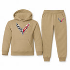 Chevrolet Corvette youth hoodie jogger set, Khaki, Youth Large ages 10–12