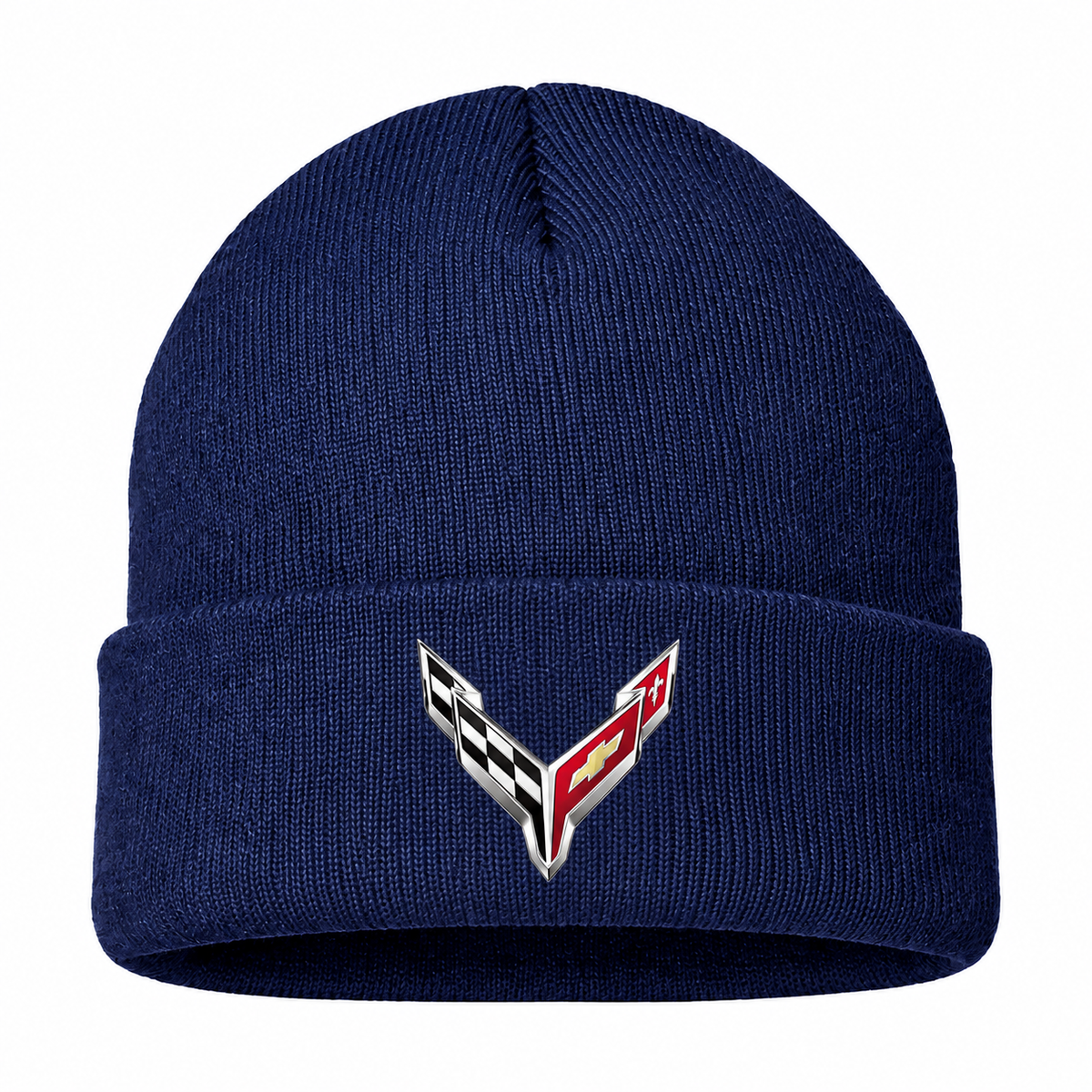 Men's Chevrolet Corvette Beanie Hat — Navy — clean front main