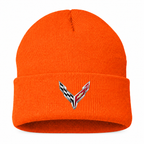 Men's Chevrolet Corvette Beanie Hat — Orange — clean front main