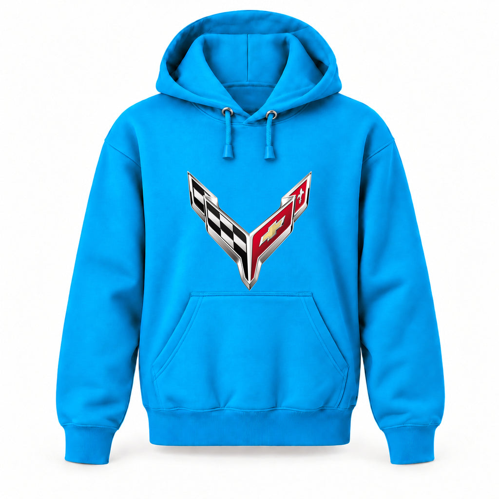 Chevrolet Corvette - Youth Large Hoodie (Ages 10–12) | Color: Turquoise