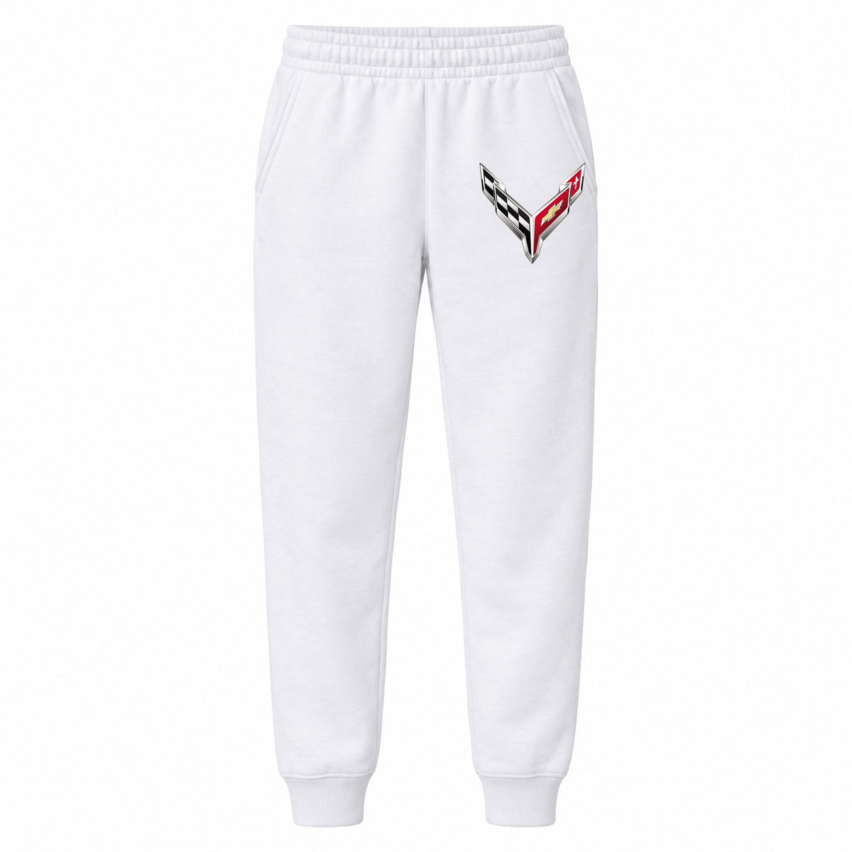 Chevrolet Corvette youth jogger sweatpants in White, Youth Large ages 10–12