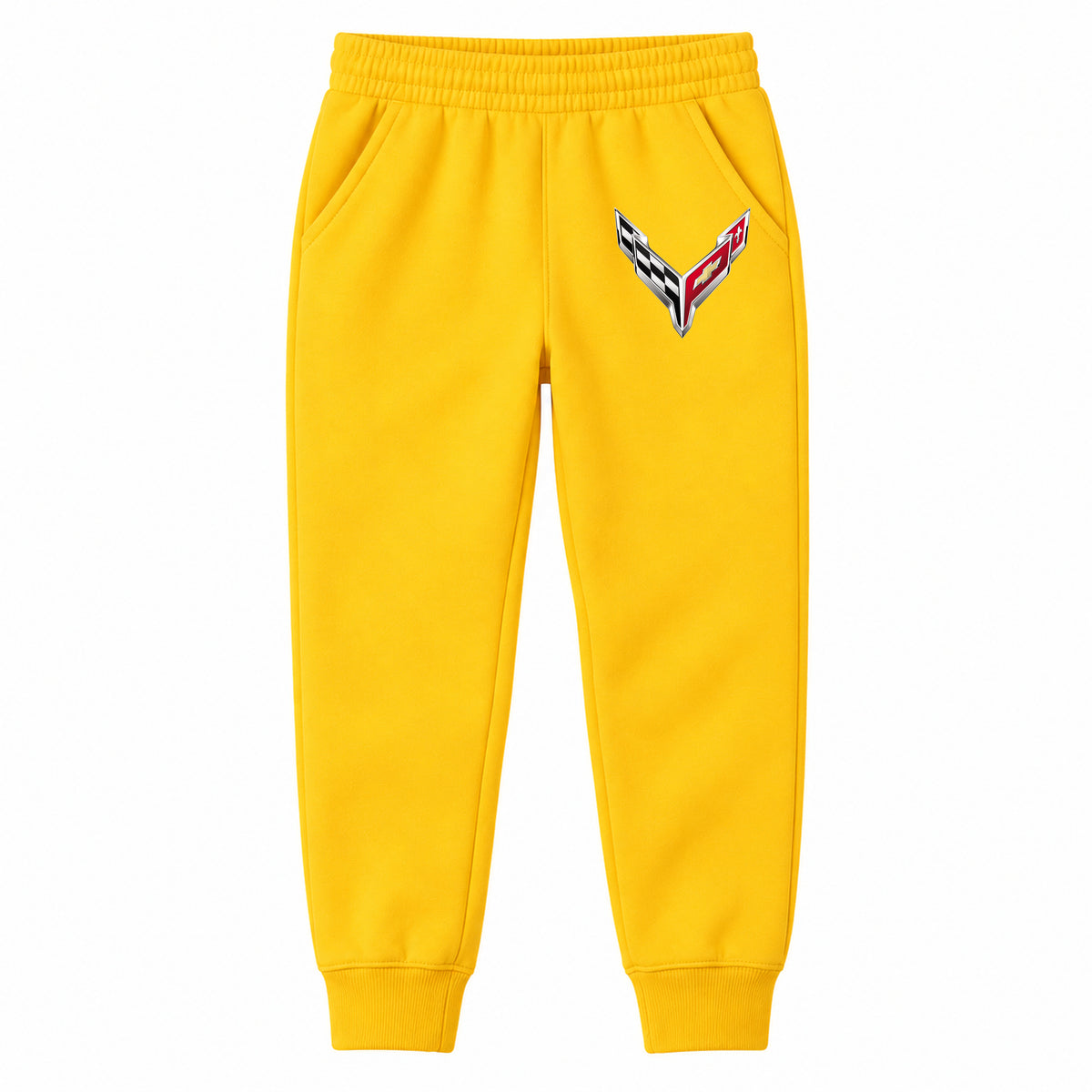 Chevrolet Corvette youth jogger sweatpants in Yellow, Youth Large ages 10–12