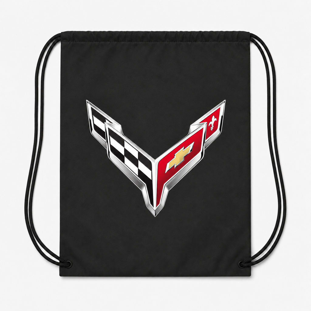 Chevrolet Corvette Car Drawstring Bag - Black