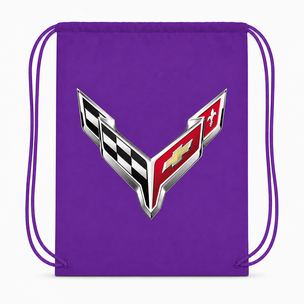 Chevrolet Corvette Car Drawstring Bag - Purple