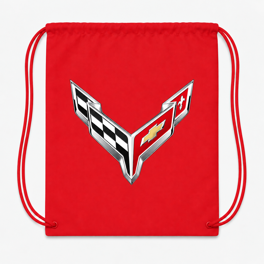 Chevrolet Corvette Car Drawstring Bag - Red