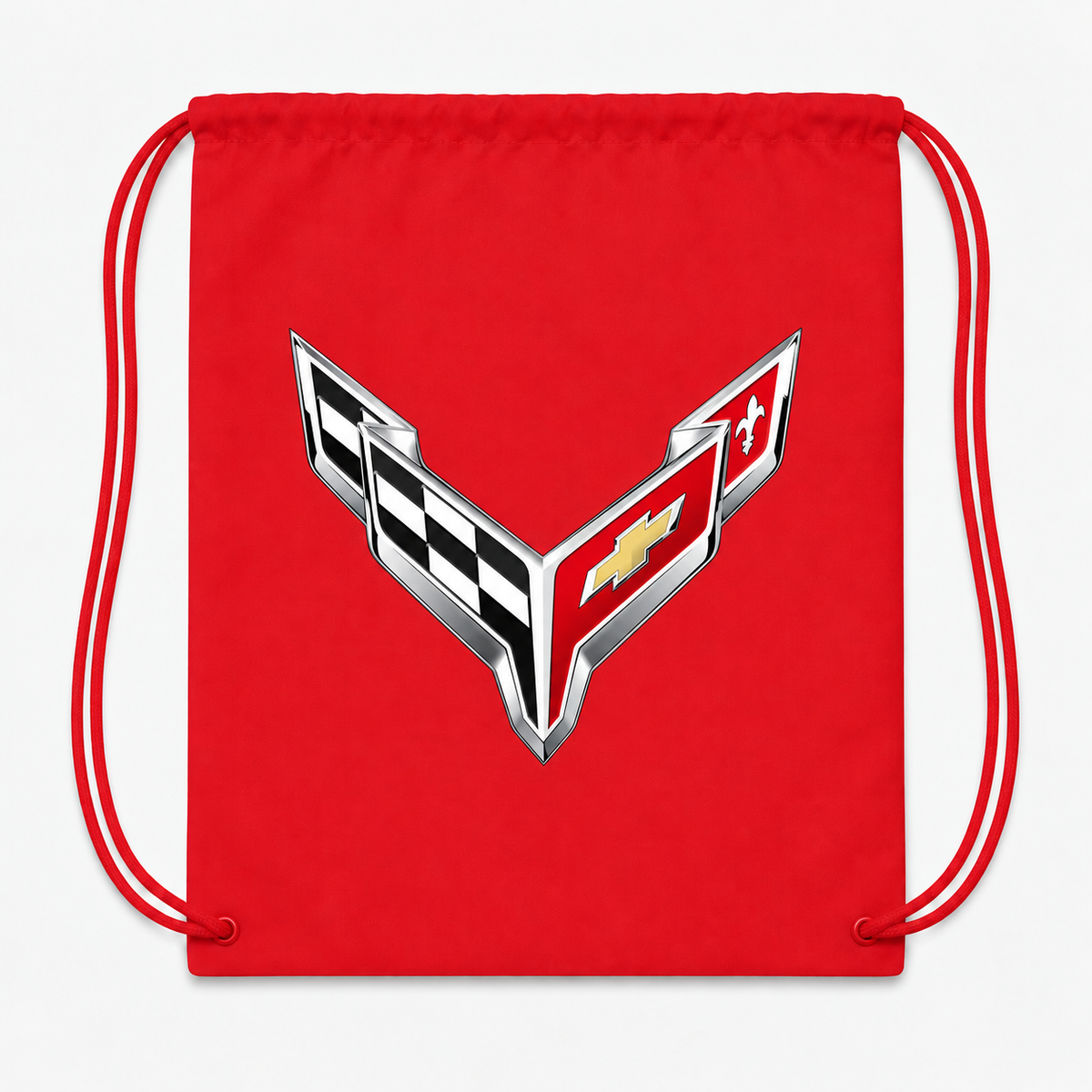 Chevrolet Corvette Car Drawstring Bag - Red