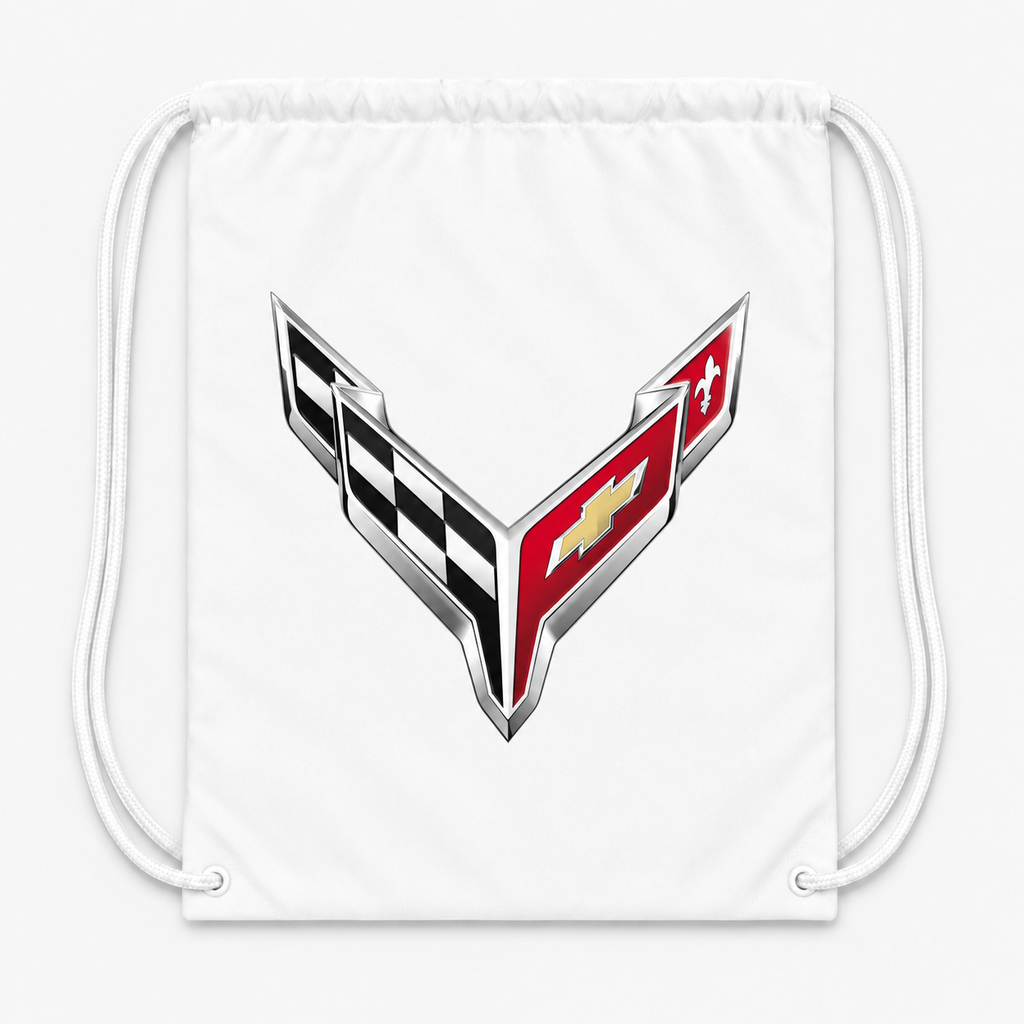 Chevrolet Corvette Car Drawstring Bag - White