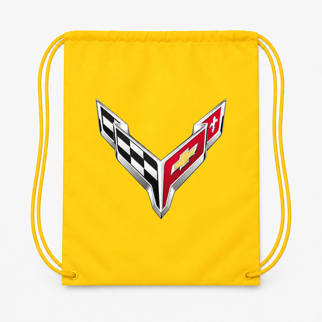 Chevrolet Corvette Car Drawstring Bag - Yellow